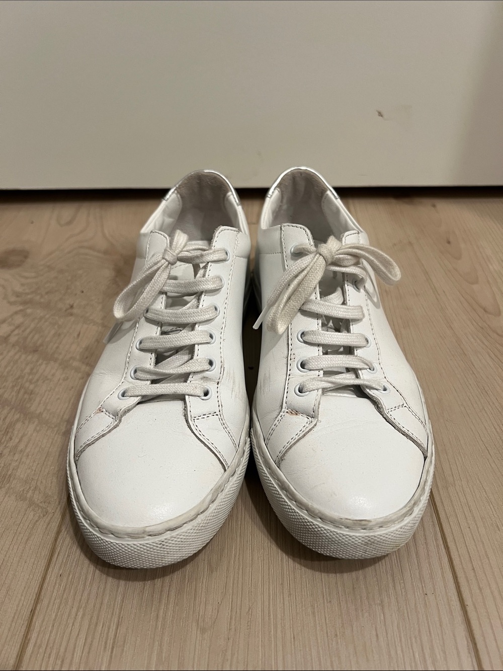 Common Projects White Leather Sneakers with Silver Heel Tab